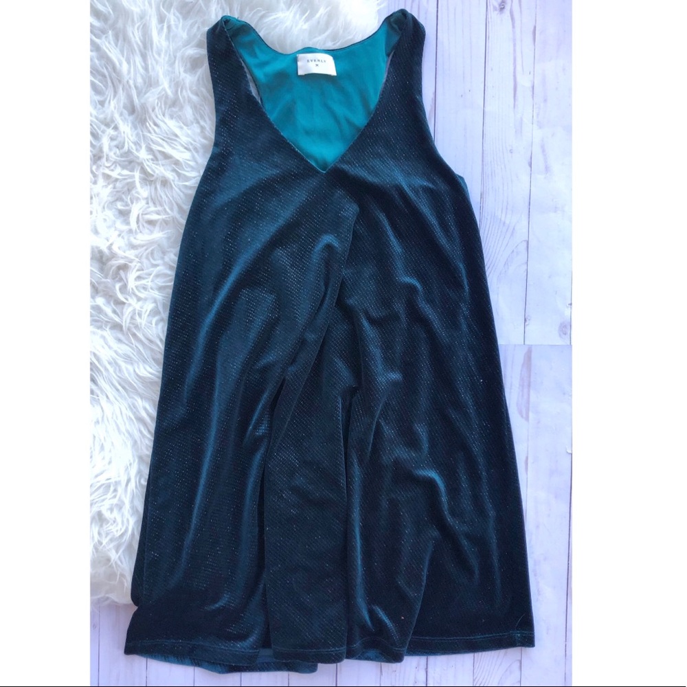 🌸Everly velvet racerback sparkle blue green dress